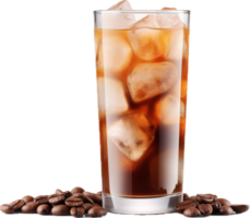 ai generado hielo café en un alto vaso con hielo png