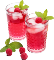 AI generated raspberry lemonade in glasses with fresh png