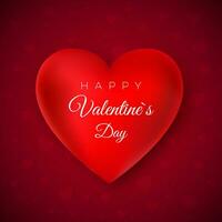 Valentines day greeting card. Happy Valentines day. Red heart with text on red background. vector illustration