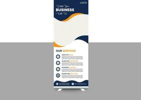 Corporate business roll up or stand banner template with abstract design vector