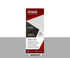 Fitness-Gym roll up template design vector