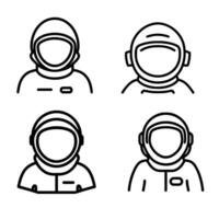 astronauta íconos colocar. contorno ilustración vector para web.