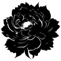 negro silueta de un Rosa en un blanco antecedentes. vector ilustración.