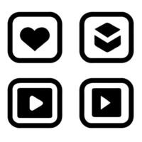 Play button vector icon set. Illustration isolated for graphic and web design.