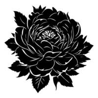 Black silhouette of a rose on a white background. Vector illustration.