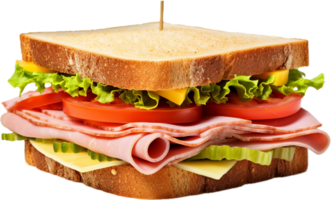 AI generated sandwich with ham cheese and vegetables png