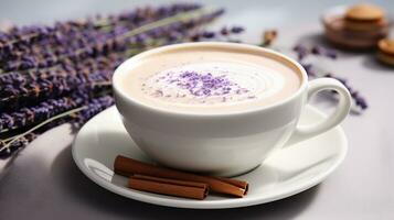 AI generated lavender cappuccino background photo