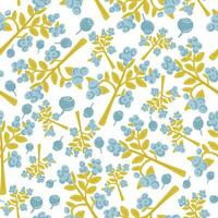 Blueberry hand drawn seamless pattern vector