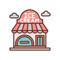 hielo crema icono de tienda en vector. ilustración vector