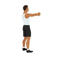 Man doing upper back stretch exercise. vector