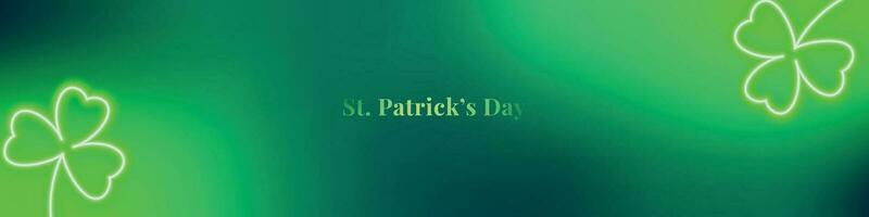 Happy St. Patrick's Day banner with neon shamrocks. vector