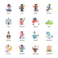 Collection of Fairytale Flat Character Designs vector