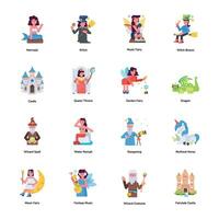 Collection of Fairytale Flat Character Designs vector