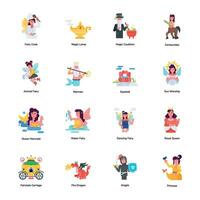 Bundle of Fantasy Flat Character Designs vector