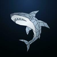 Polygonal shark at depth. Shark with open jaws preparing to attack. vector