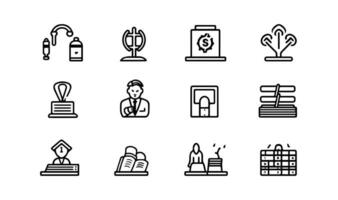 Set of simple black and white icons on the theme of finance. vector