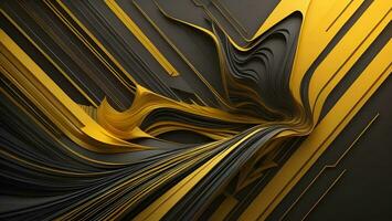 AI generated Abstract gold and black background with lines and waves. ai generated photo