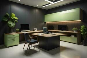 AI generated Interior of modern office. Workplace and design concept. generative ai photo