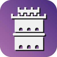 White Tower Of Thessaloniki Vector Glyph Gradient Background Icon For Personal And Commercial Use.