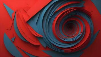 AI generated abstract geometric shape in red and blue colors. generative ai photo