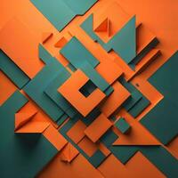 AI generated Abstract geometric background, square and rectangle shapes, orange and blue colors. generative ai photo