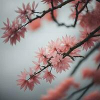 AI generated cherry blossom in spring time with soft focus, vintage style. generative ai photo