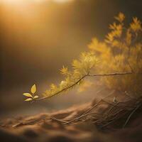 ai generado un rama de un árbol en el desierto. temprano primavera. suave enfocar. generativo ai foto