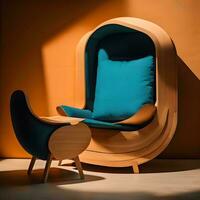 AI generated Comfortable armchair with pillows in the interior. generative ai photo