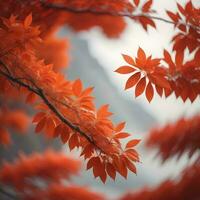 AI generated Autumn leaves in the forest. Nature background. Selective focus. generative ai photo