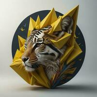 AI generated a tiger in origami style. generative ai photo