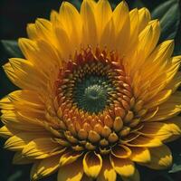 AI generated Close up of a sunflower in a garden. Selective focus. generative ai photo