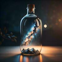 ai generado magia poción en un botella con un magia varita mágica. generativo ai foto