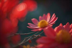 AI generated Beautiful red flower in the garden with bokeh background. generative ai photo
