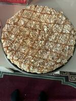 AI generated Coffee cake on the table in coffee shop. Top view photo