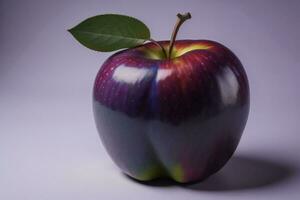 AI generated Red apple with green leaf on a white background. Studio shot. ai generated photo