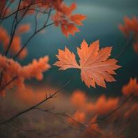 AI generated Autumn maple leaves on the background of the autumn forest. Soft focus. generative ai photo