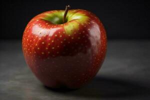 AI generated Red apple on a dark background. Shallow depth of field. ai generated photo