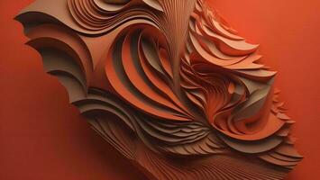 AI generated abstract wavy surface made of paper. Geometric background. generative ai photo