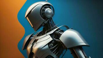 AI generated robot or cyborg with blank space. generative ai photo