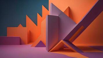 AI generated Abstract geometric background in orange and purple colors. generative ai photo