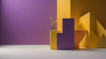 AI generated abstract geometric composition, minimal design, colorful background. generative ai photo
