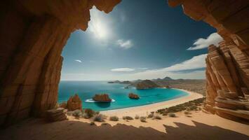 AI generated Beautiful beach in the desert. generative ai photo