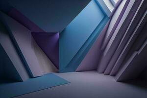 AI generated Abstract blue and purple background with geometric shapes. generative ai photo