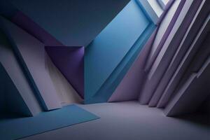 AI generated Abstract blue and purple background with geometric shapes. generative ai photo