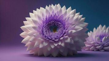 AI generated a white dahlia flower on a purple background. generative ai photo