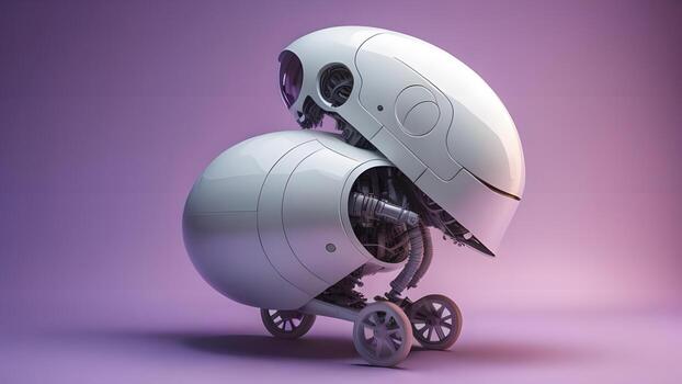 ai generado un robot con ruedas en un púrpura antecedentes. generativo ai foto