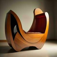 AI generated Wooden armchair in the interior. generative ai photo