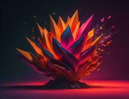 AI generated Abstract colorful origami flower on a dark background. generative ai photo