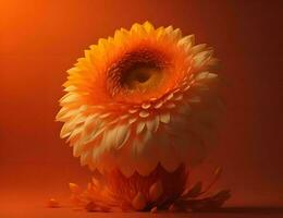 AI generated Beautiful orange gerbera on orange background. generative ai photo