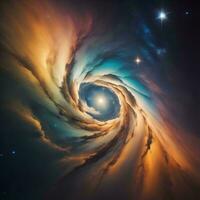 AI generated Abstract fractal illustration for creative design looks like spiral in space. generative ai photo